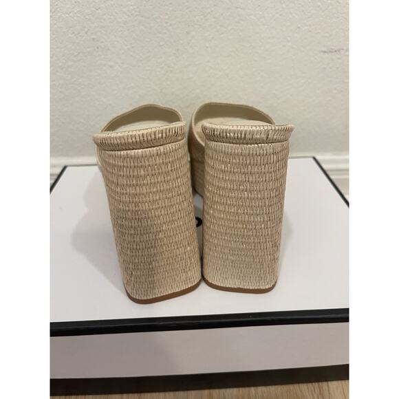 NEW With Box LARROUDE Dolly Slip On Platform High Heel Size 7.5 Raffia Natural - Picture 6 of 8